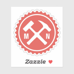Pegatina Logotipo de Martillo de Geólogo con tus Iniciales 