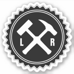 Pegatina Logotipo de martillo del geólogo con sus iniciales