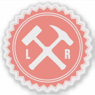 Pegatina Logotipo de martillo del geólogo con sus iniciales