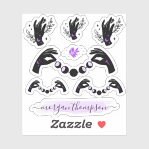 Pegatina Logotipo de nombre personalizado Fases de Manos y 