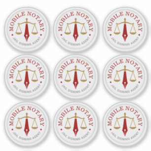 Pegatina Logotipo de Notaría Móvil Moderna Sello Rojo Oro 9