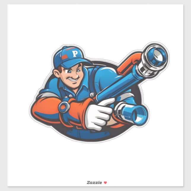 Pegatina logotipo de servicios de fontanería (Hoja)