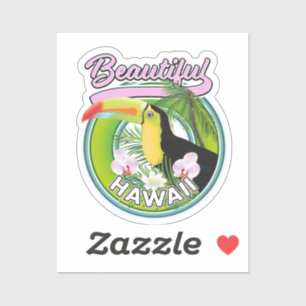 Pegatina logotipo de viaje a Hawái hermoso
