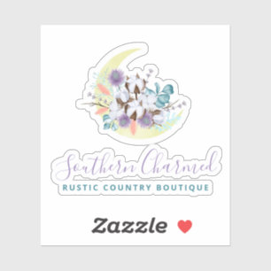 Pegatina Logotipo Floral de Algodón Rústico del Sur Campest