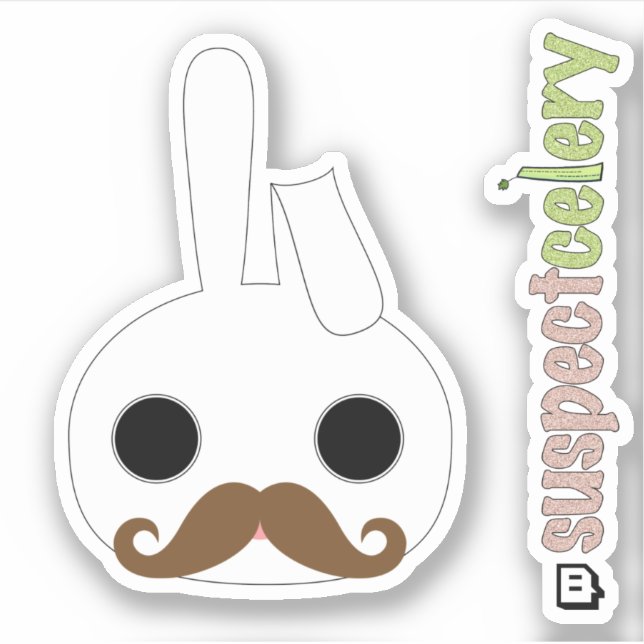 Pegatina Logotipo Incognito Mustache Bunny Emote SuspectCel (Anverso)