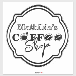 Pegatina Logotipo personalizable de cafetería para negocio