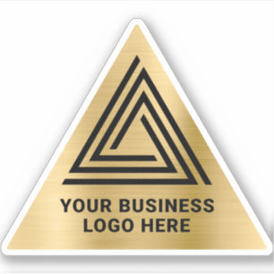 Pegatina Logotipo Triangular Negro de Hoja de Oro Falso Lig