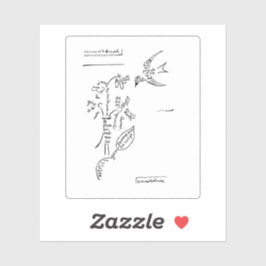 Pegatina L'oiseau et le bouquet, por Apollinaire