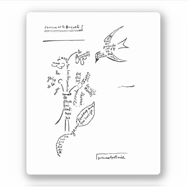 Pegatina L'oiseau et le bouquet, por Apollinaire (Anverso)