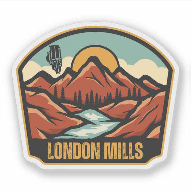 Pegatina London Mills, Illinois  (Anverso)