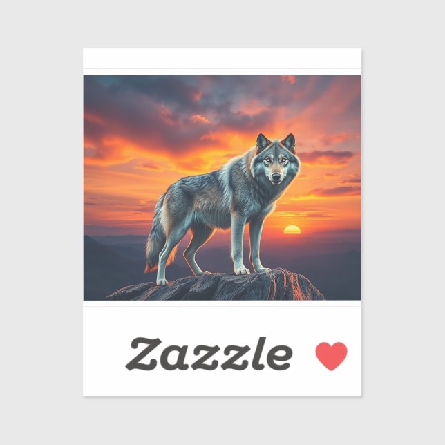 Pegatina Lone Wolf at Sunset (Hoja)