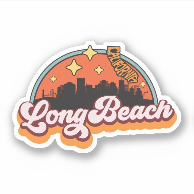 Pegatina Long Beach, California (Anverso)