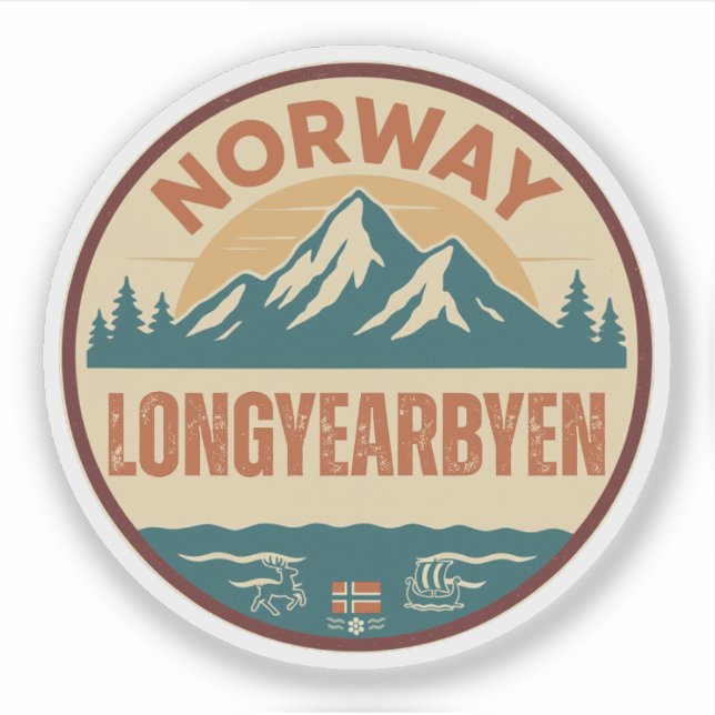 Pegatina Longyearbyen, Norge Noruega (Anverso)