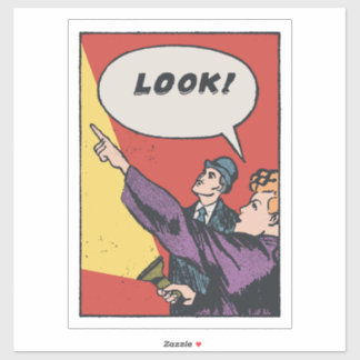 Pegatina LOOK! The Thing in the Sky • Golden Era Comic Art