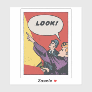 Pegatina LOOK! The Thing in the Sky • Golden Era Comic Art