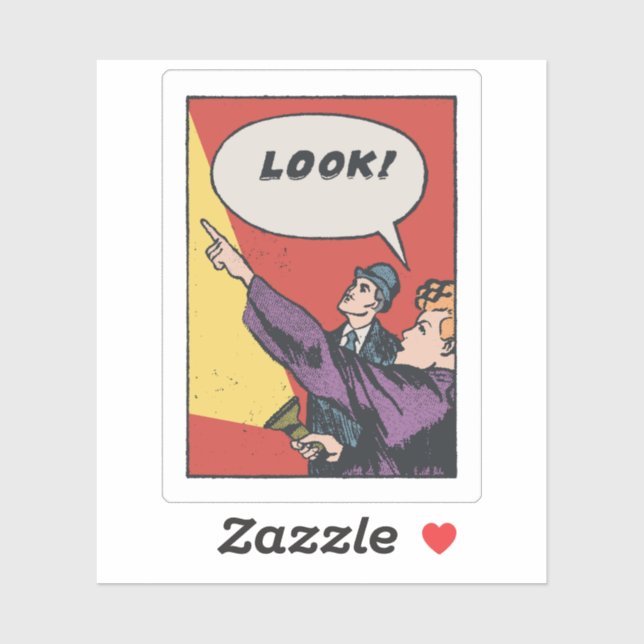 Pegatina LOOK! The Thing in the Sky • Golden Era Comic Art (Hoja)