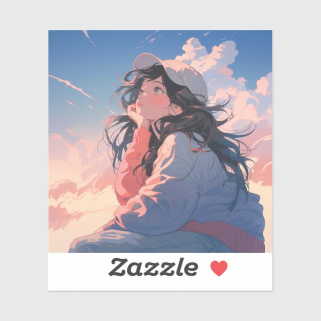 Pegatina Look up the sky | 東京娘 GenerartiveAI シール (Hoja)