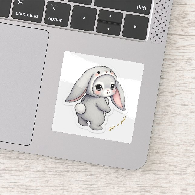 Pegatina Looking Back Bunny - Adorable Fluffy Rabbit Kawaii (Detalle)