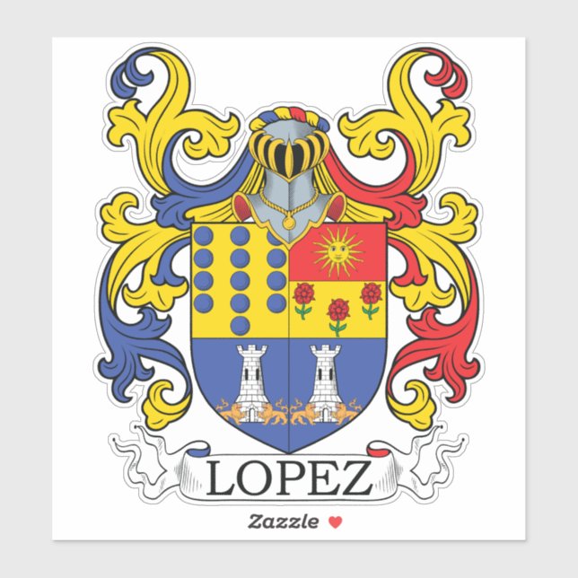Pegatina Lopez Family Crest (Hoja)