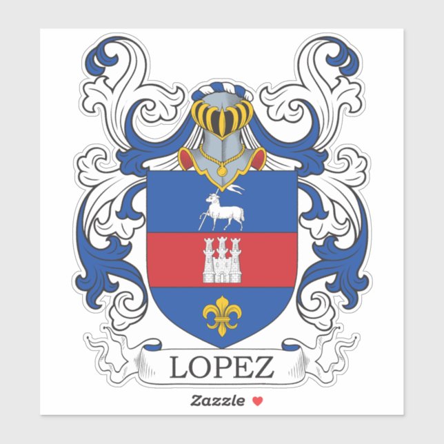 Pegatina Lopez Family Crest (Hoja)