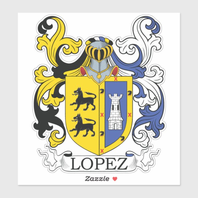Pegatina Lopez Family Crest (Hoja)