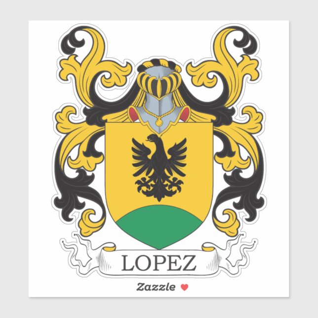 Pegatina Lopez Family Crest (Hoja)