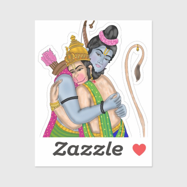 Pegatina Lord Rama & Hanuman Sticker (Hoja)