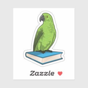 Pegatina Loro con libro