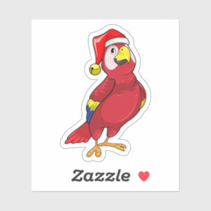 Pegatina Loro con sombrero Santa