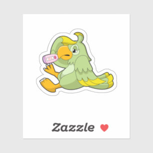 Pegatina Loro con termómetro clínico