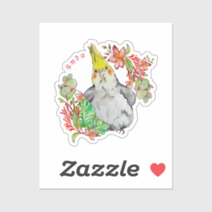 Pegatina Loro de Corella en flores tropicales Baby Bodys