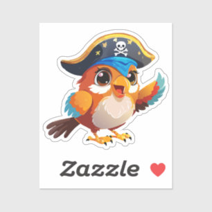 Pegatina Loro pirata de dibujos animados lindo