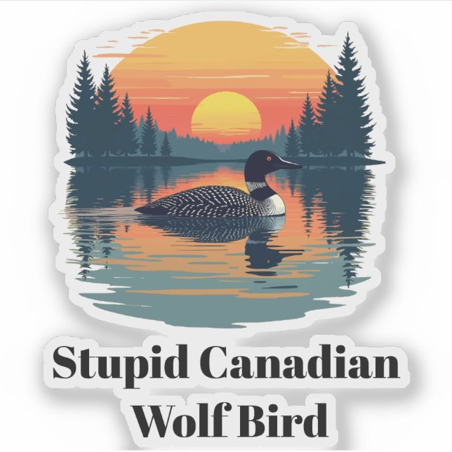 Pegatina Loro rivalidad acalorada canadiense estúpido lobo  (Anverso)