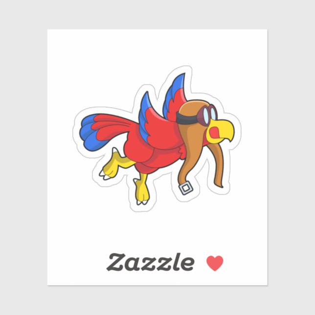 Pegatina Loro volando como piloto (Hoja)