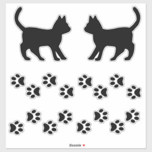 Pegatina Los amantes del gato adoran las siluetas de gato y