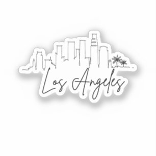Pegatina Los Ángeles, California   Línea estilizada de la c