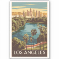 Los Angeles Echo Park Lake Travel Art Vintage