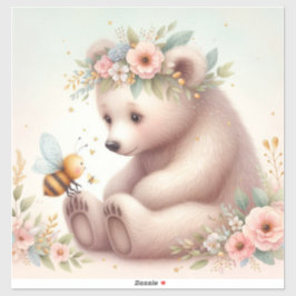 Pegatina Los bebés de Woodland, Bear Y Abeja