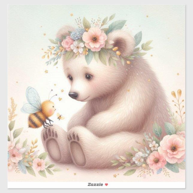 Pegatina Los bebés de Woodland, Bear Y Abeja (Hoja)