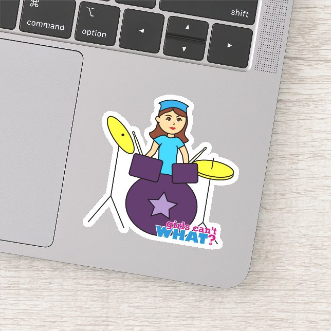 Pegatina ¿Los chicas no pueden QUÉ? Diseño personalizado Co (Detalle)