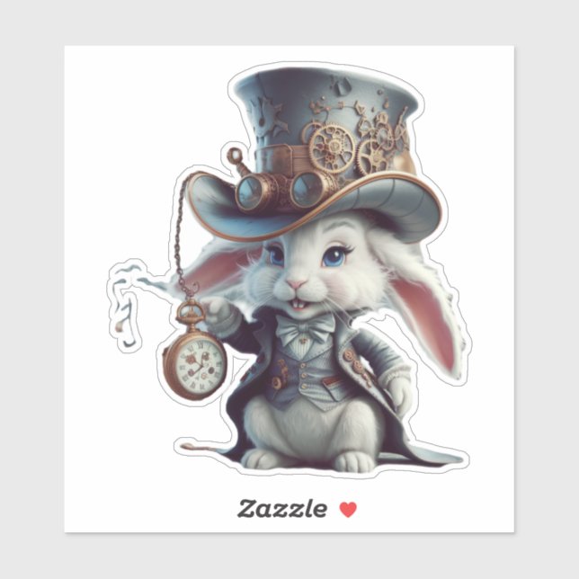 Pegatina Los controladores de tiempo Steampunk Bunny (Hoja)