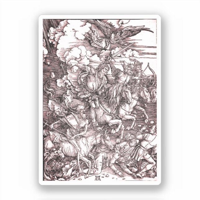 Pegatina Los cuatro jinetes del Apocalipsis (Dürer, 1498) (Anverso)