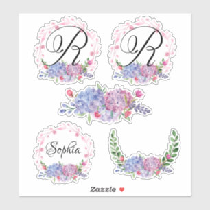 Pegatina Los Hydrangeas elegantes el   enrruellan la letra