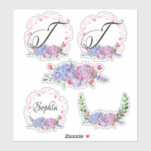 Pegatina Los Hydrangeas elegantes el   enrruellan la letra