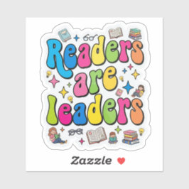 Pegatina Los lectores son líderes - lectura colorida linda