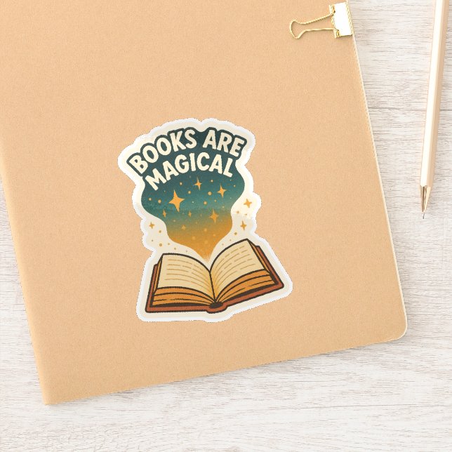 Pegatina Los libros son mágicos,Libro abierto  (Cuaderno)