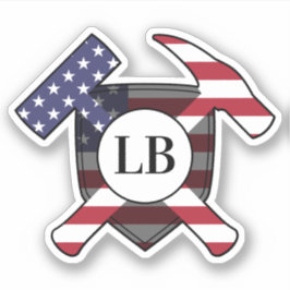 Pegatina Los martillos del geólogo con sus iniciales en un