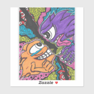 Pegatina Los monstruos luchan contra el vinilo