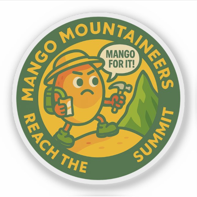 Pegatina Los montañeros de mango alcanzan la cima (Anverso)