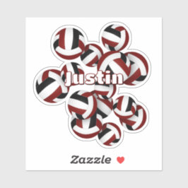 Pegatina los niños nombran maroon color negro equipo volley